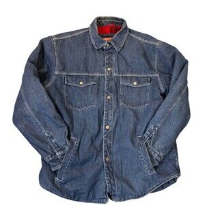 Craftsman Men’s L Flannel Heavy Lined Denim Canvas Barn Work Chore Jacket Blue